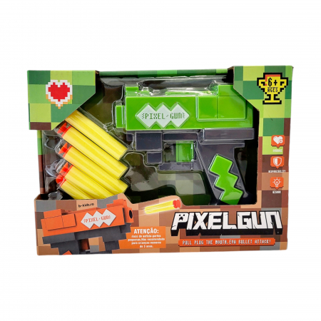 Pistol de Jucarie Minecraft PIXEL GUN cu 5 ventuze burete, 12 cm [1]
