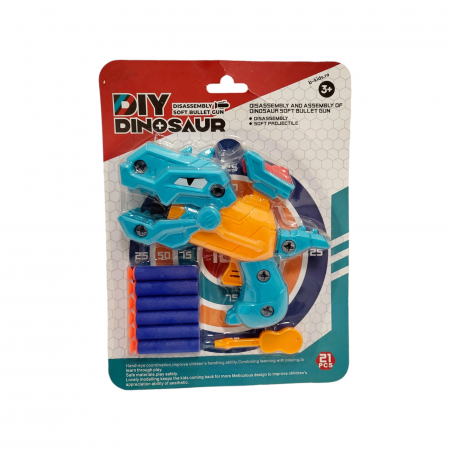 Lego/jocuri constructii - Pistol tip dinozaur cu gloante din burete si surubenita