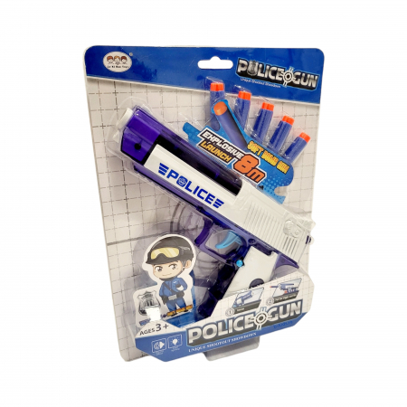 Pistol jucarie 2 in 1 politie cu gloante din burete care trage si cu apa pentru copii [1]