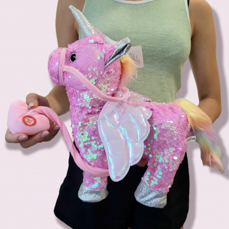 Ponei Unicorn cu telecomanda, paiete albe [1]