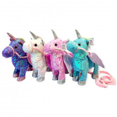 Ponei Unicorn cu telecomanda, paiete albe [2]