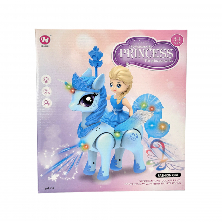 Ponei Unicorn Princess - cu senete si lumini. Roz [3]