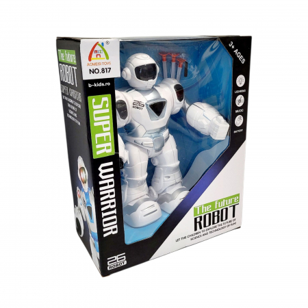Pentru baieti - Robot Interactiv cu Lumină, Muzică și Proiectile cu Ventuză, Super Warrior