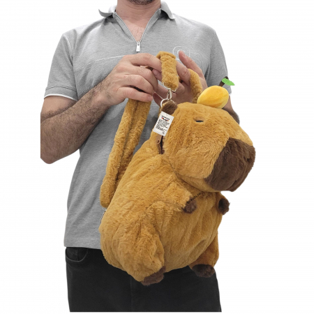 Plusuri - Rucsac de plus mare, Model Capybara, maro,  35 cm