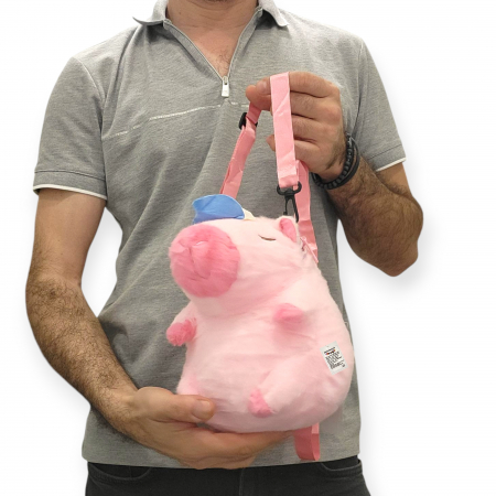 Personaje din plus - Rucsac de plus, Model Capybara, roz, 25 cm