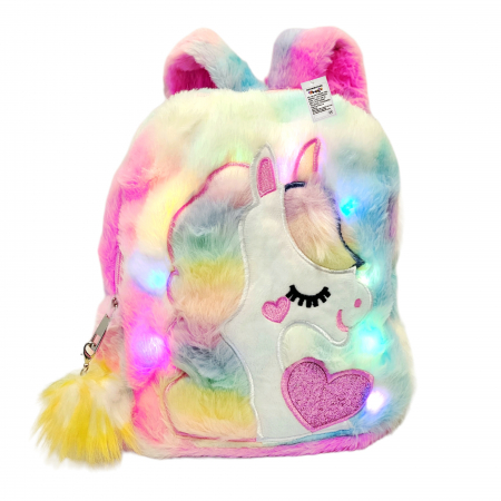 Diverse - Rucsac din plus cu lumini, unicorn.