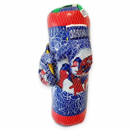 Pentru baieti - Sac de box mare SpiderMan + manusi, set de jucarie, b-kids, 66 cm.