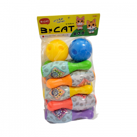 Jocuri - Se popice, bawling pentru copii cu 10 popice si 2 mingi, Multicolor