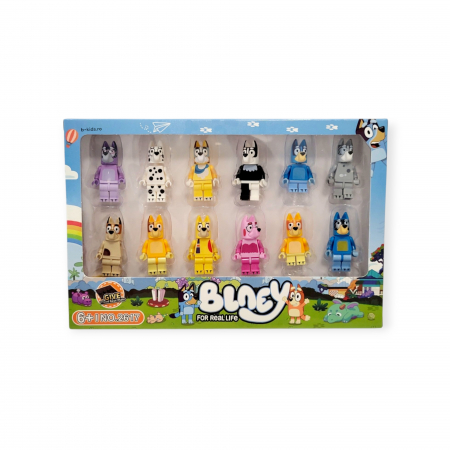 Figurine - Set 12 figurine jucarie Bluey, tip Lego cu accesorii