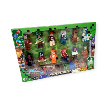 Jucarii - Set 12 figurine Minecraft, tip Lego, cuburi magnetice si accesorii