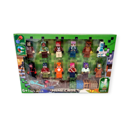 Set 12 figurine Minecraft, tip Lego, cuburi magnetice si accesorii [4]