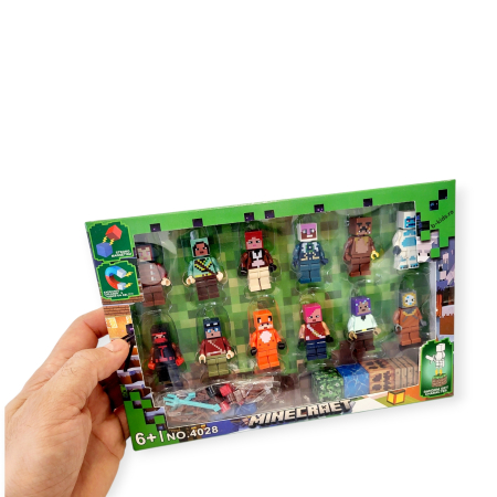 Set 12 figurine Minecraft, tip Lego, cuburi magnetice si accesorii [3]