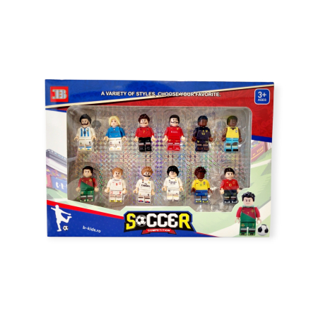 Jucarii - Set 12 Figurine Soccer Competition cu mingii– Creează-ți Propria Echipă de Campioni!