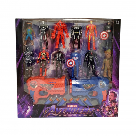 Set 12 figurine super eroi și doua pistoale cu gloande din burete [2]