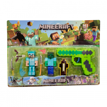 Set 2 figurine + pistol Minecraft si accesorii [1]