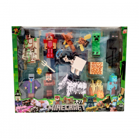 Ocazii speciale - Set mare cu diferite figurine Minecraft si accesorii, cutie