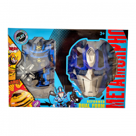 Figurine - Set 2 in 1, robot transformers si masca, albastru