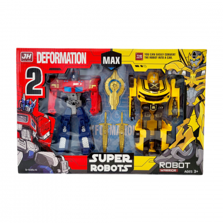Roboti - Set 2 roboti Transformers, Bumblebee si Optimus Prime, cu arme, 20 cm, multicolor