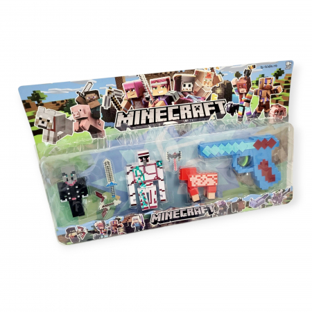 Set 3 figurine + pistol Minecraft si accesorii [1]