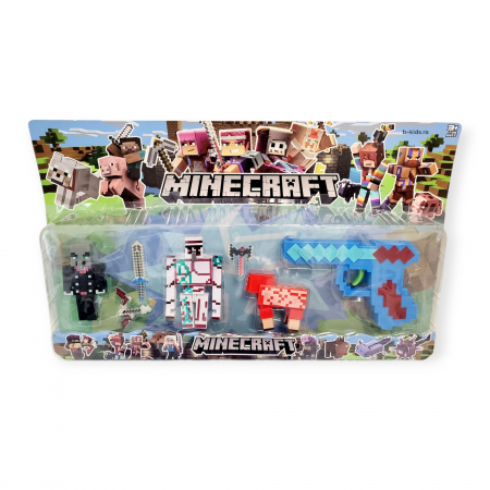 Set 3 figurine + pistol Minecraft si accesorii [5]
