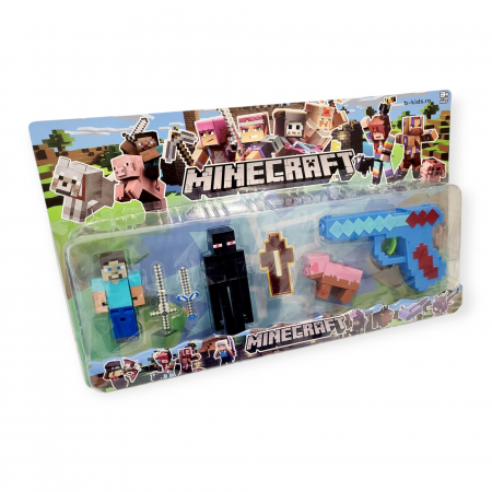 Set 3 figurine + pistol Minecraft si accesorii [4]