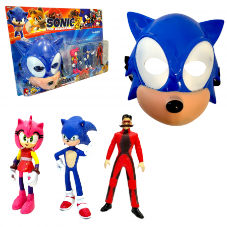 Figurine - Set 3 figurine Sonic 2 cu masca, multicolor