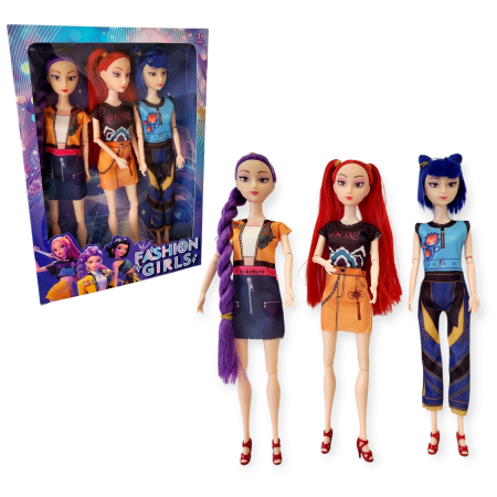 Pentru fetite - Set 3 Păpuși tip - K-Pop Demon Hunters, 30 cm