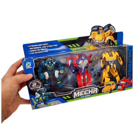 Set 3 roboti transformers, dinozaur si masini [4]