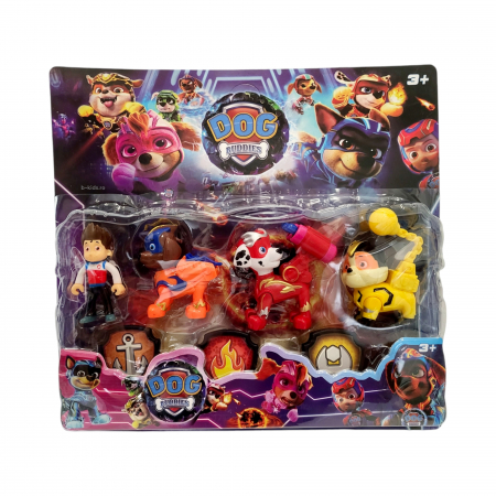 Pentru fetite - Set 4 figurine cu personajele Patrula Catelusilor si insigne. Model 2