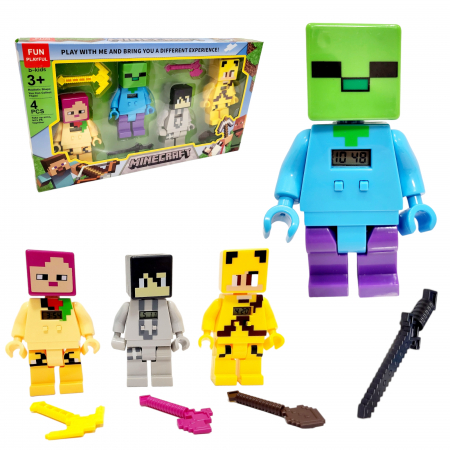 Set 4 figurine Minecraft cu ceas [4]