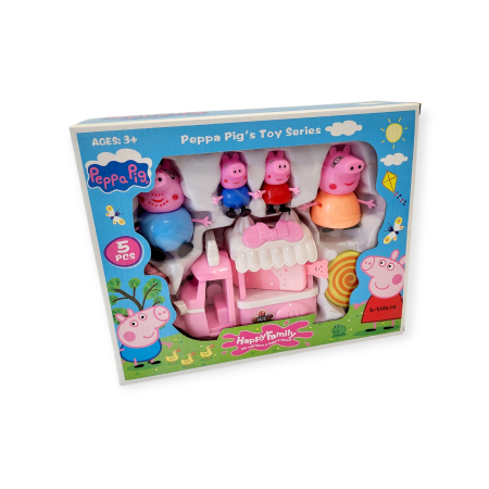 Set 4 figurine Peppa Pig cu masina de inghetata, Happy Family [3]