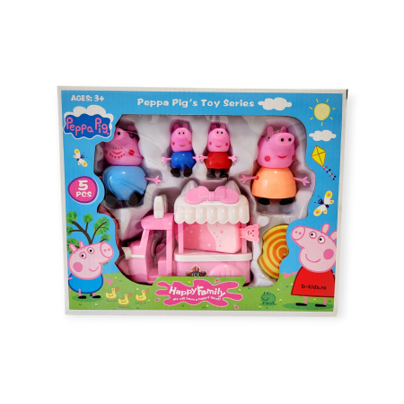 Set 4 figurine Peppa Pig cu masina de inghetata, Happy Family [2]