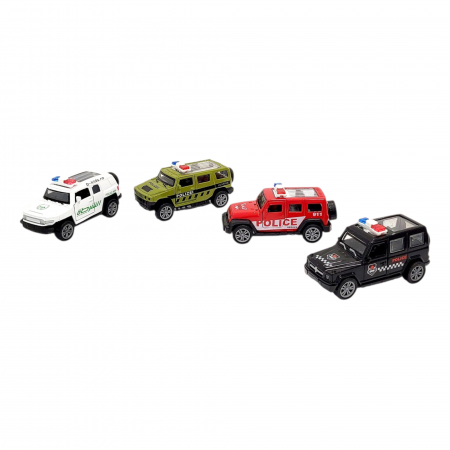 Set 4 masinute de politie din metal, modele diferite, jeep [2]