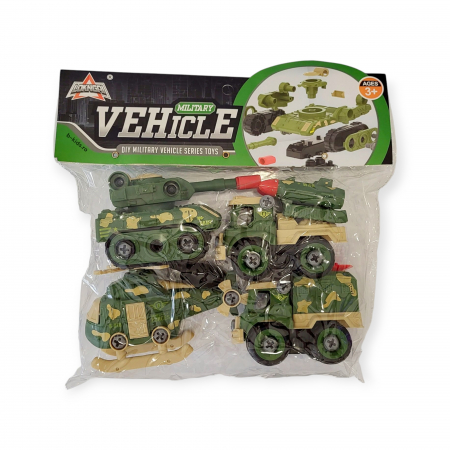 Set 4 vehicule mecanice, de Armata tip lego cu surubelnita [1]