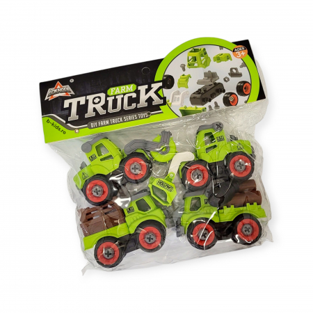 Set 4 vehicule mecanice, de Ferma tip lego cu surubelnita [1]