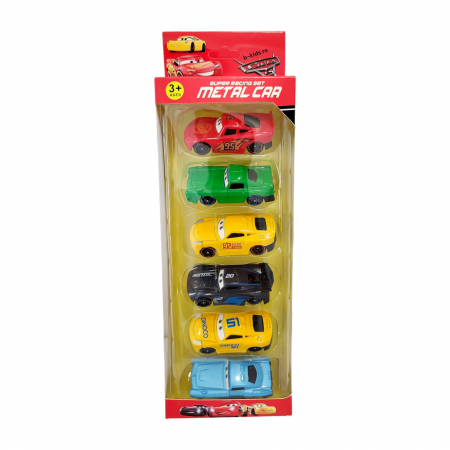 Masinute metal - Set 6 masinute metalice de curse din seria Cars
