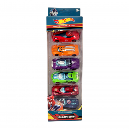 Masinute metal - Set 6 masinute metalice, Hot Whells - Super Hero