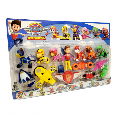 Figurine - Set Meet Paw Patrol, 7 figurine + 7 masinute, Patrula Catelusilor