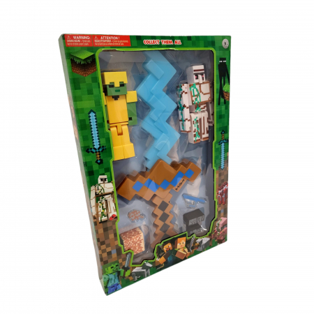 Set 7 piese Minecraft - figurie, accesorii si sabie cu sunete si lumini, maro [1]