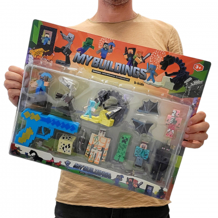 Set 9 figurine + pistol Minecraft si accesorii [3]