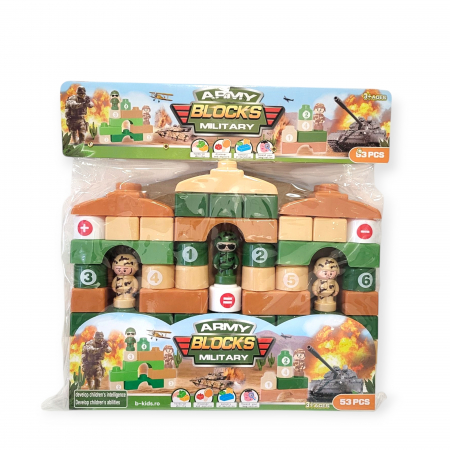 Lego/jocuri constructii - Set constructii - joc militar cu piese mari, 53 pcs