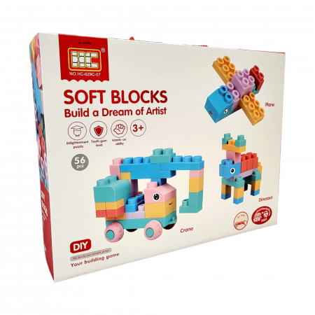 Articole bebelusi - Set constructii - Soft Blocks, 56 pcs