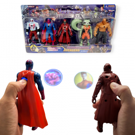 Figurine - Set cu 5 super eroi Avengers care proiecteaza imagini