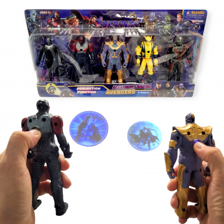 Figurine - Set cu 5 super eroi Avengers care proiecteaza imagini