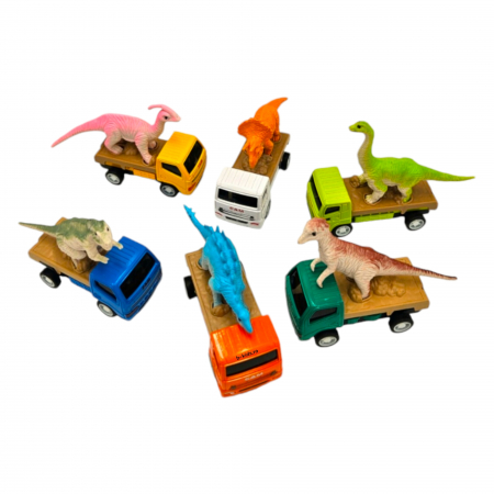 Set cu 6 camione de transport Dinozauri, din metal, Multicolor [3]
