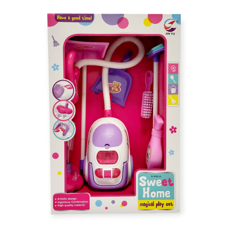 Seturi - Set curatenie cu Aspirator de jucarie, sunete si lumini pentru copii, Sweet Home.