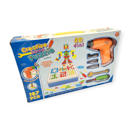Lego/jocuri constructii - Set de Construcție 3D Creative - Set 4 în 1 cu Bormașină Electrică (187 Piese)