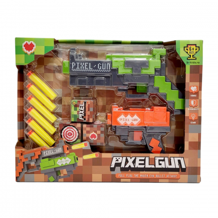 Set doua Pistole de Jucarie Minecraft PIXEL GUN cu 6 ventuze din burete [2]