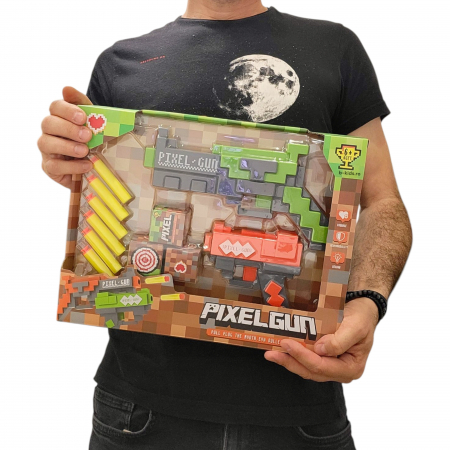 Set doua Pistole de Jucarie Minecraft PIXEL GUN cu 6 ventuze din burete [4]