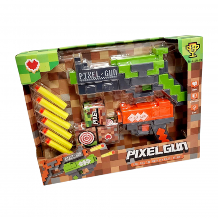 Set doua Pistole de Jucarie Minecraft PIXEL GUN cu 6 ventuze din burete [3]